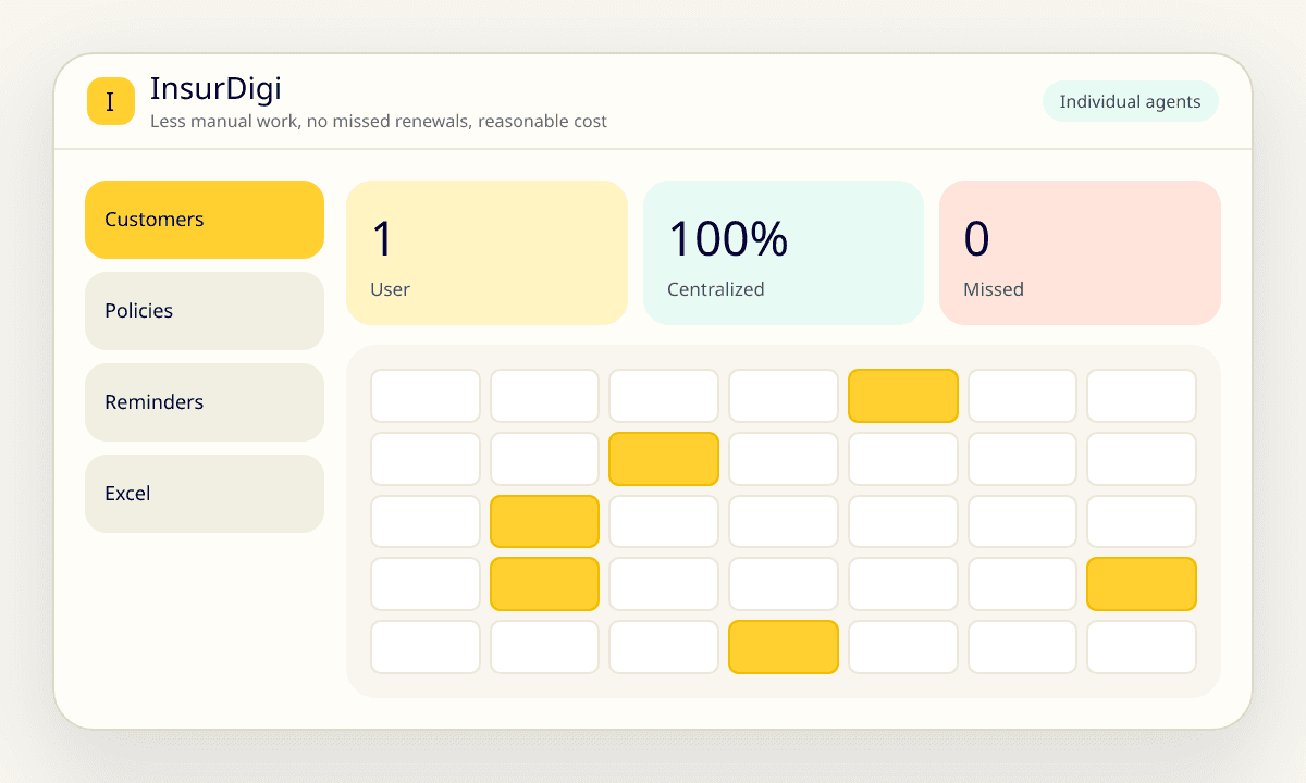Illustration of the InsurDigi solution for individual insurance agents