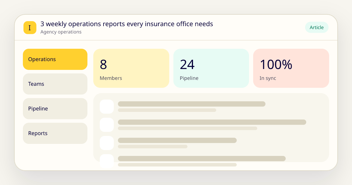 3 weekly operations reports every insurance office needs