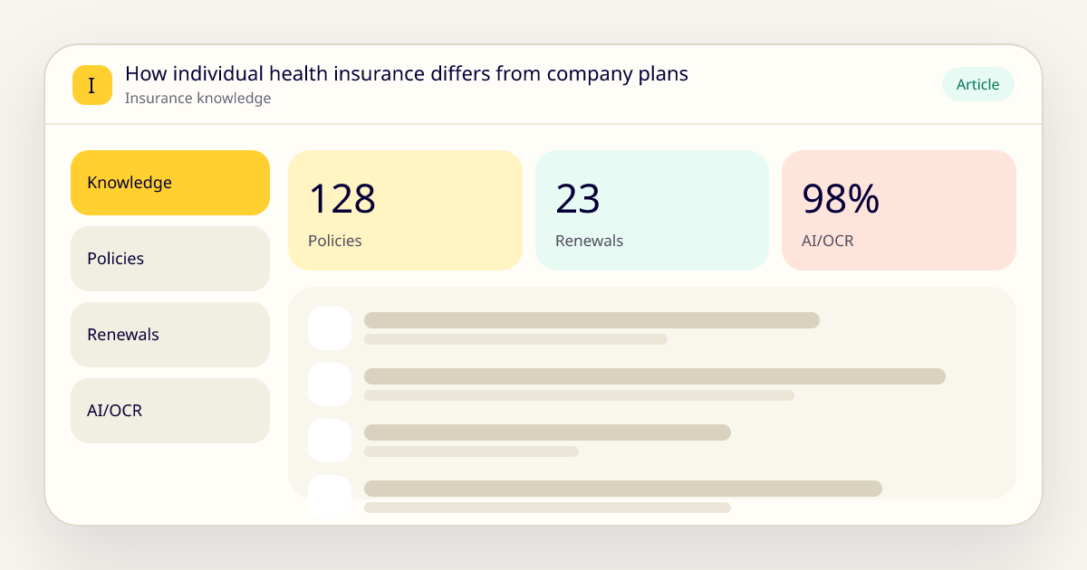 How individual health insurance differs from company plans