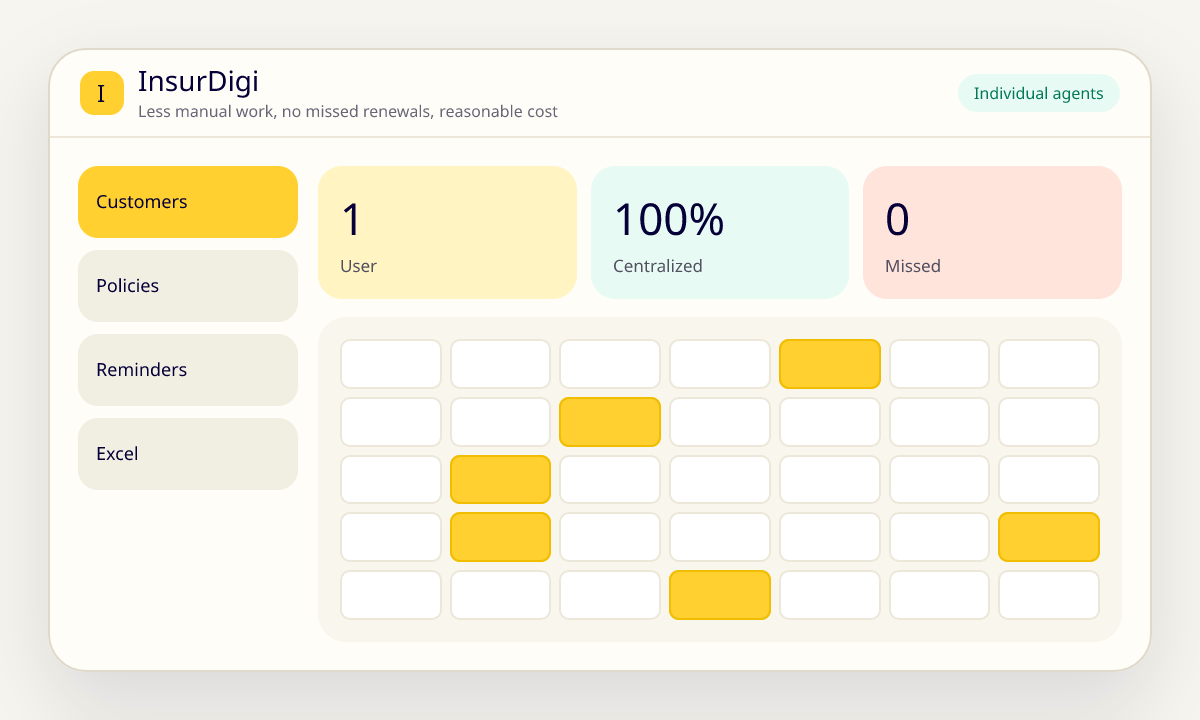 Illustration of the InsurDigi solution for individual insurance agents